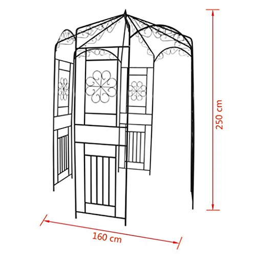 yorten Rosenbogen Rankhilfe Rankgestell Rosenpavillon aus Metall Höhe 250 cm Dunkelgrün Metallpavillon als Kletterhilfe… – Bild 3