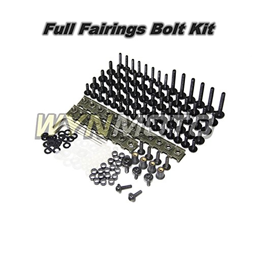WYNMOTO US Stock Honda CBR600RR F5 2003 2004 Full Motorcycle Fairings Aluminum Fasteners Bolt Kit Body Screws Hardware Clips (Black)