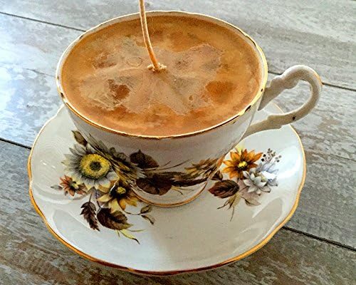 Teacup Candle - Vintage Regency China Floral Pattern Design with Cinnamon Leaf Essential Oil Scented Soy Wax Candle