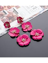 NVENF - Pendientes colgantes de flores en tres niveles, pendientes colgantes para fiestas
