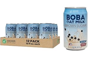 DAOHER BEVERAGE (Pack of 12) DaoHer Oat BOBA - Brown Sugar Oat BOBA, BOBA Ready-To-Drink, Vegan Bubble Tea || No.1 Canned BOBA || Bubble Milk Tea Ready-To-Drink