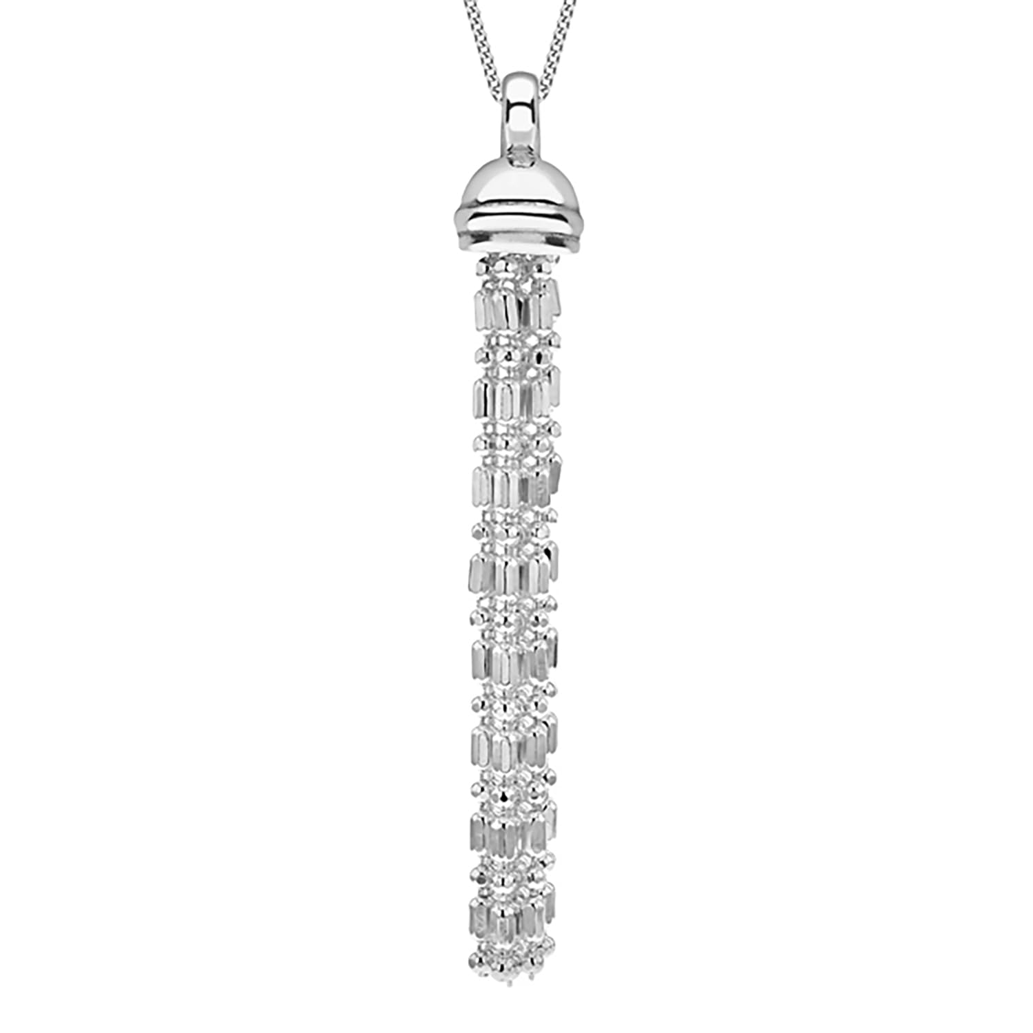 Tuscany Silver Women's Sterling Silver Bead and Ball Tassel Pendant on Curb Chain of Length 46cm