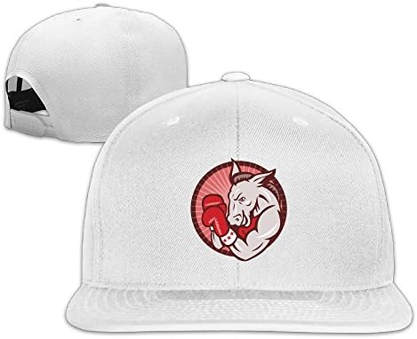 Democrat Donkey Mascot Boxing Solid Snapback Baseball Hat Cap One Size White