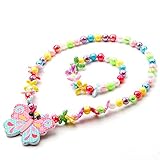 Brisk Cuteprn Butterfly Baby Toddler Girls Necklace Bracelet Set Colorful Kids Stretch Necklace Set