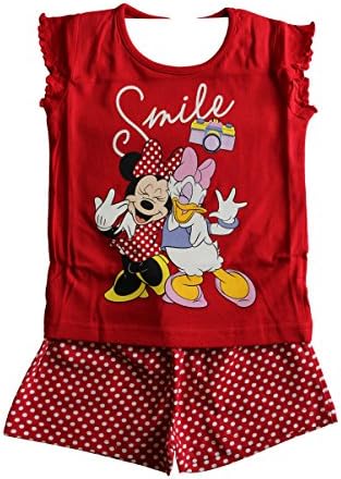 Original Branded Disney Minnie Mouse Children's Girls Character 18 Months to 6 Years Red Pyjamas Shirt &amp; Shorts (3-4 YRS)