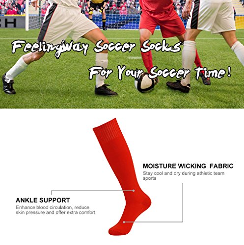 image for Soccer Tube Socks, Feelingway Unisex Cushioned Long Breathable Team Un