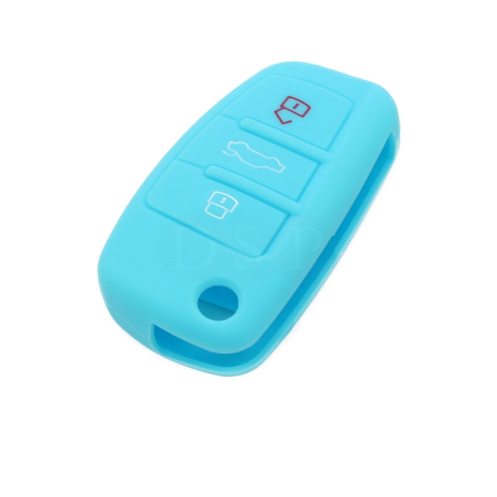 BROVACS Silicone Cover Protector Case Holder Skin Jacket Compatible with AUDI 3 Button Flip Remote Key Fob CV9820 Light Blue