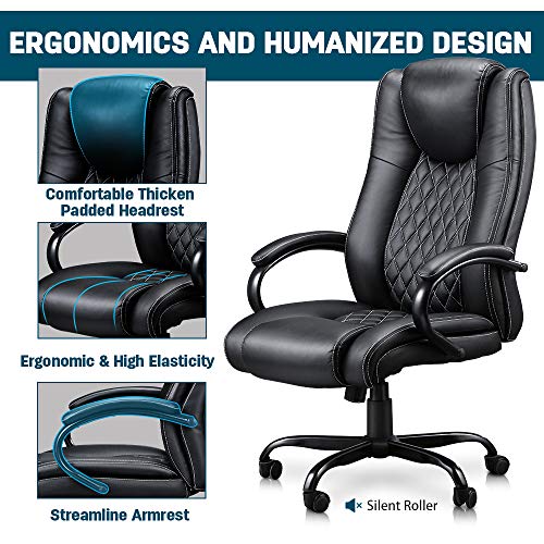 VANSPACE Executive Office Chair High Back, Leather Executive Office Chair Ergonomic Desk Chair with Flip- up Armrest… - Image 3