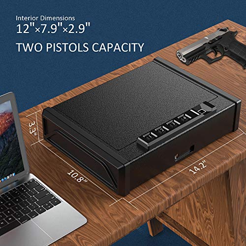 Biometric Pistol Safe, Gun Safes for 2 PISTOLS, Gun