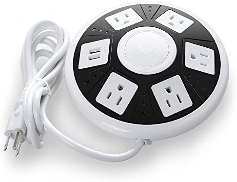 Power Strip with 5-Outlet and 2 iSmart USB Charging Ports [1650W 15A] Extension Cord Surge Protector with 6.5ft Long Power Cord &amp; UL Certified Power Plug (Black+White)