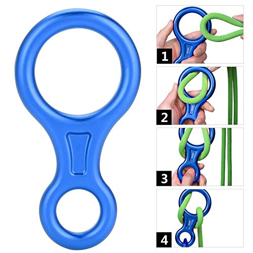 MAGT Rescue Descender 35KN Figure 8 Word Rope Descender Rappel Ring Rock Climbing Rescue Gear (Color : Blue) - Thumbnail 2