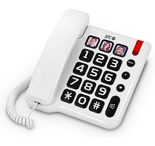 SPC Comfort Numbers - Telefono fisso da tavolo e da parete con tasti grandi, 3 tasti di memoria diretta con foto…