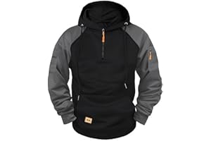 BXJX Big and Tall Hoodies for Men Quarter Zip Up Tactical Hoodie Pullover Fall Winter Fashion Hooded Sweatshirt Pockets