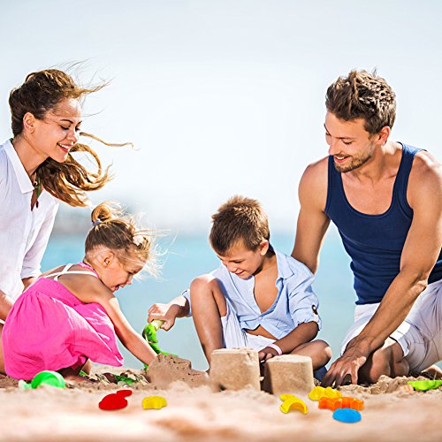 Acekid Mini Beach Toys Set, 15pcs Sand Toys Kit with Sand Castle Bucket, Spade, Rake and Molds, Summer Play Set for Toddler and Kids - Thumbnail 6