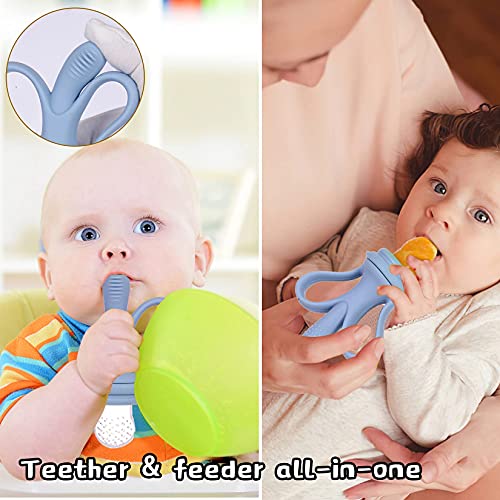 Baby Fruit Feeder, Banana Mesh Pacifier Infant Toddler Fresh Food, Babies More Than 3 Months Feeding Eating Supplies Silicone Teething Toys, Removable with Storage Box