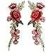 2 Pcs Red Green Flower Applique Embroidered Patch Collar Floral Appliques Sew on Patches Sewing DIY Clothing Accessories Craft Kids Clothing Hat Bag Decor (Red-Green)