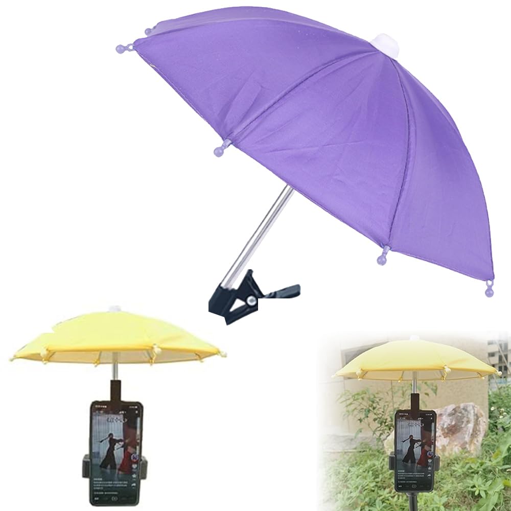 Photo 1 of RUIYUE Universal Adjustable Suction Cup Phone Stand Umbrella with UV Protection for Sun Shade (Purple)