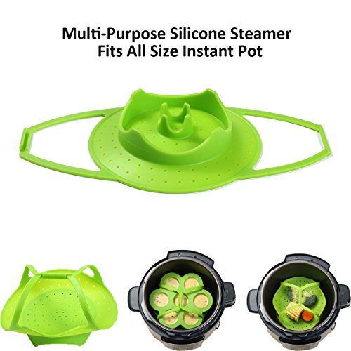 Egg Bites Molds for Instant Pot Accessories by ULEE - Fits Instant Pot 5/6/8 qt Pressure Cooker, Silicone Steamer with Handles Included to Make the Mold Removal Easier (Green) - Thumbnail 2