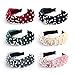 Makone 6 Pcs Headbands for Women, Knotted Headbands Pearl Headband Wide Top Knot Turban Hair Bands, Vintage Velvet Fashion Hair Accessories for Women and Girls