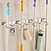 Exttlliy 304 Stainless Steel Broom Holder Organizer Multifunctional S-Style Wall Mount Mop Storage Hanger Racks (4 Positions Hooks)