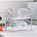 NEX Dish Rack Stainless Steel Two Tier Draining Rack Rustless Storage Rack with Chopstick Holder(D003)