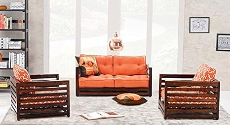 Urban Ladder Raymond Four Seater Low Wooden Sofa Finish Walnut