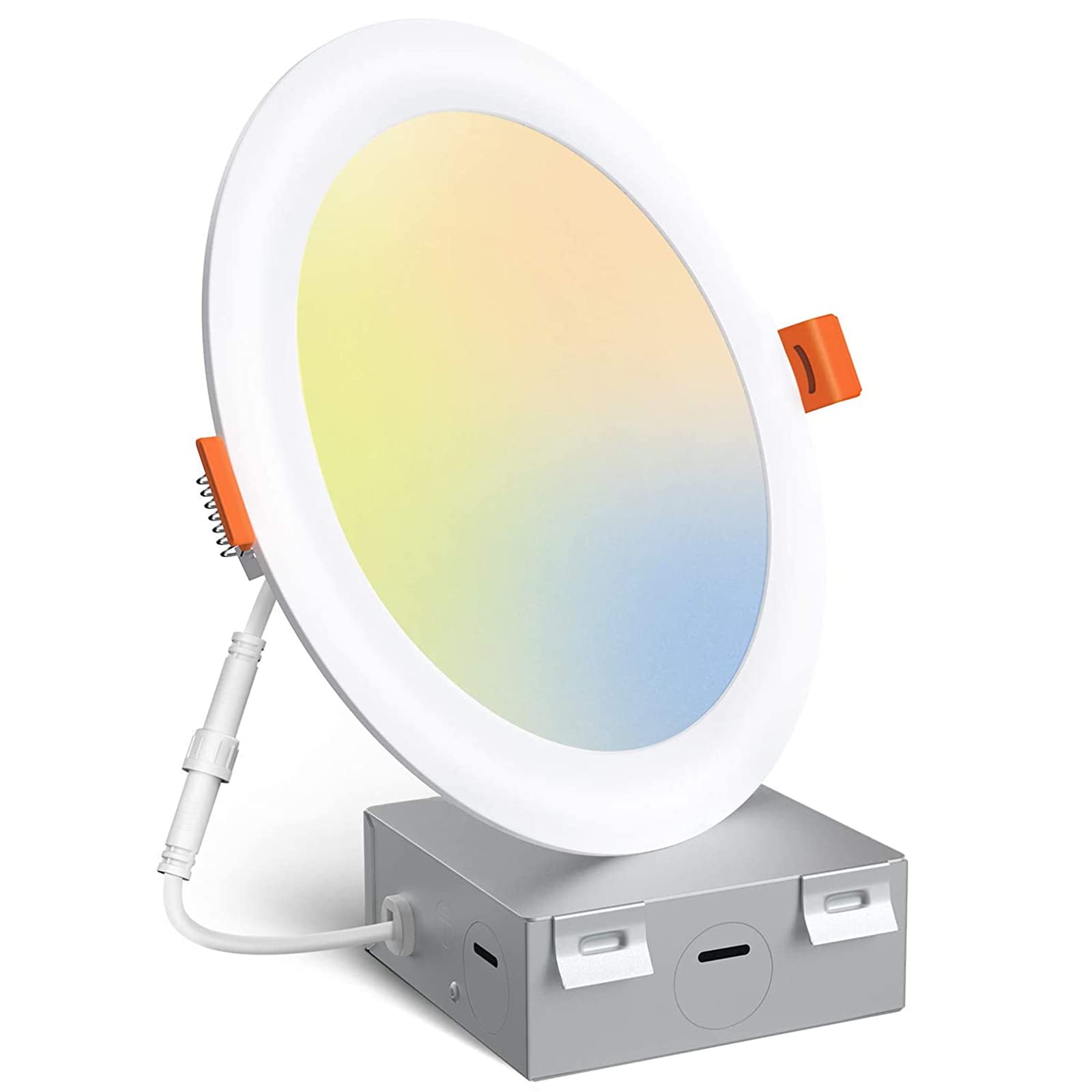 Photo 1 of Amico 1 Pack 6 Inch 3CCT Ultra-Thin LED Recessed Ceiling Light with Junction Box, 3000K/4000K/5000K Selectable, 12W Eqv 100W, Dimmable LED Can Lights, 1000LM High Brightness Downlight