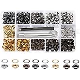 Bestgle 400 Sets Eyelets Grommets Kit 5mm/0.2in Sewing Eyelets with 3 Pcs Install Tool and Storage Box for Home Repair, Fabri
