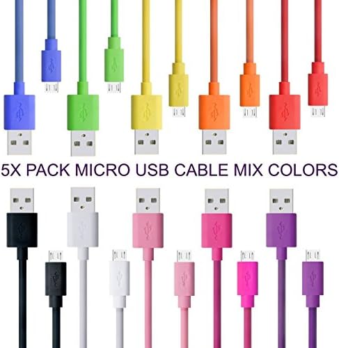 HD Enjoy 3 Feet Heavy Duty Durable Dual Layer Shield High Speed USB to Micro USB Charging Data Cable for Sony Xperia Z5 Premium Android smartphone (5x VALUE PACK-COLORFUL)