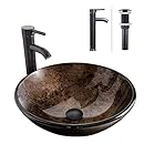ELECWISH Bathroom Vessel Sink Combo with Oil Rubbed Bronze Faucet ...
