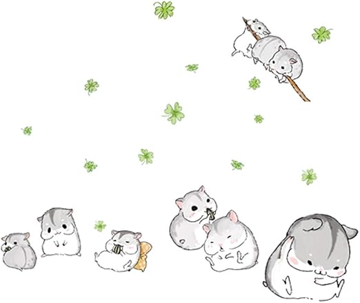 Amazon Com Best Of Best Cartoon Hamster Clover Flower Wall Sticker Home Decal Removable Pvc Murals Wallpaper Girls Boys Kids Baby Nursery Bedroom Living Room Bathroom Kitchen Window Playroom Decor Home Kitchen