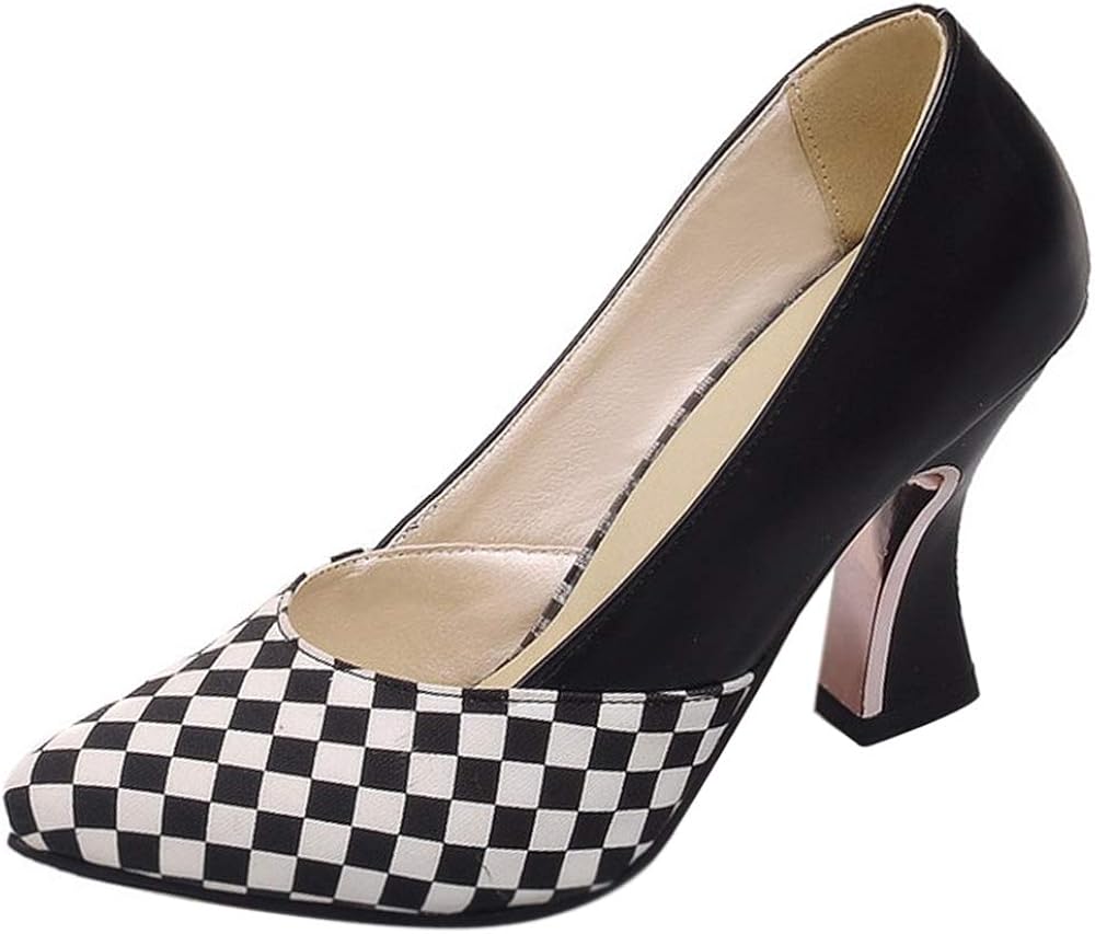 SUCREVEN Women Louis Heel Dress Shoes Pointed Toe Party Pumps Slip On