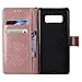 A-slim Galaxy Note 8 Wallet Case, (TM) Sun Pattern Embossed PU Leather Magnetic Flip Cover Card Holders & Hand Strap Wallet Purse Case for Samsung Galaxy Note 8 - Rose Gold