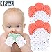 NEPAK Teething Mitten 2 Pairs-Baby Glove Stimulating Teether Toys for Boys & Girls-Teething Glove for Child (Coral and Mint Colours)