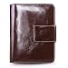 AINIMOER Women's Small Genuine Leather Bi-Fold Wallet Card Holder Coin Pocket with Zipper(Coffee)