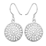 AMBESTEE Women Girls Sliver Plated Fashion Lovely Design Drop Dangle Pendant Earrings Gift (Hollow)