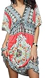 CHERRY CAT Womens V-neck Cut Loose Bathing Suit Swimsuit Cover Ups Beach Dress