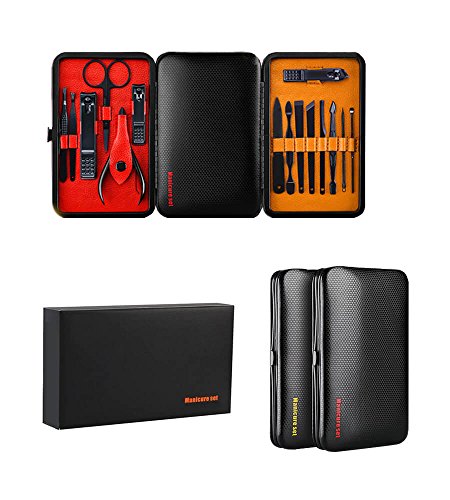 AMarkUp Manicure Pedicure Set Tools Nail Clippers for Men & Women Home Travel Grooming Kit (15Pcs/set,Yellow)