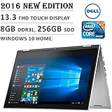 Dell Inspiron 7000 13.3-Inch Touchscreen Laptop (Intel Core i7, 8GB, 256GB SSD, No DVD, Backlit Keyboard, Stylus, Bluetooth, Windows 10) - Silver