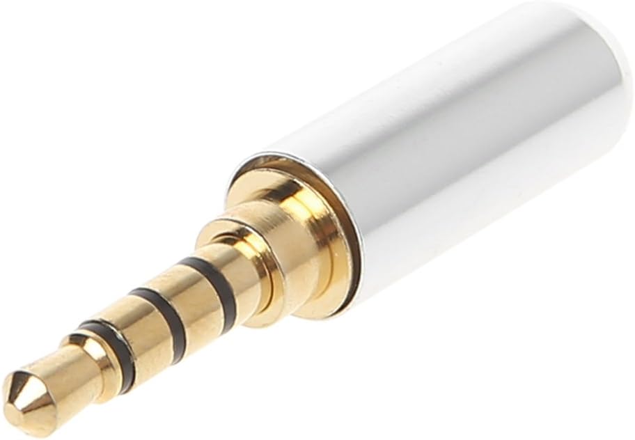 Gszfsm001 3.5mm 4 Pole Earphone Soldering Jack Male Headphone Plug Repair Audio Adapter (Silver)