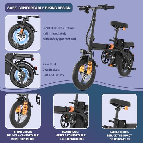 Askmy Foldable Electric Bike, 750W Peak Brushless Motor, 48V 10Ah Removable Battery, 28-30MPH, 30+ Miles Range, UL2849 Certified E-Bike for Adults & Teens