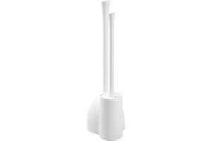INTERDESIGN iDesign Una Plastic Toilet Bowl Brush and Plunger Combo Set for Bathroom Cleaning and Storage, White