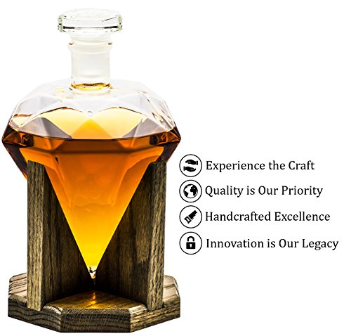 Whiskey Decanter - Newlywed Gift Diamond Decanters for Alcohol, Rum, Bourbon, Scotch, Wine Decanter – Diamond 10 Year Anniversary Present or Groomsmen Gifts – 1000ml Liquor (Prestige Decanters) - Image 6