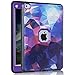 iPad Air/5 Case, AICOO Kids Proof Soft Rubber Shockproof Case Hard Bumper Cover with 360 Degree Rotatable Kickstand and Hand Strap, Portable Shoulder Strap Case for iPad Air/iPad 5, Purple