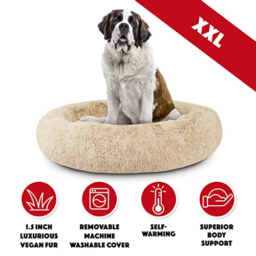 The Dog’s Bed Sound Sleep Original Donut Dog Bed, XXL Dog Biscuit Beige