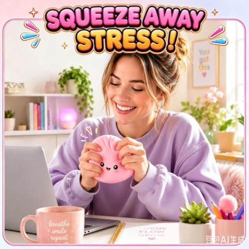 SLEEPHEAD® Dumpling Squishies, Glitter Dumpling Mystery Box, Colorful Dumplings Stress Balls Fidget Sensory Toy, Stocking Stuffers with Food Steamer Stretchy Desk Toys (Pink)