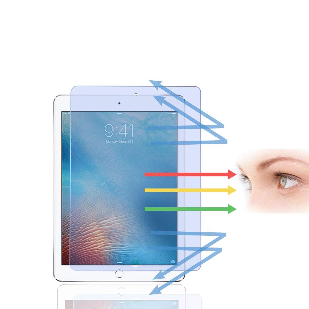 PaceBid Anti Blue Light Screen Protector Compatible with iPad Pro 9.7/ iPad Air 2/ iPad Air/iPad 9.7, [Anti Eye Strain][Blocks Excessive Harmful Blue Light & UV] 9H Tempered Glass for iPad Pro 9.7
