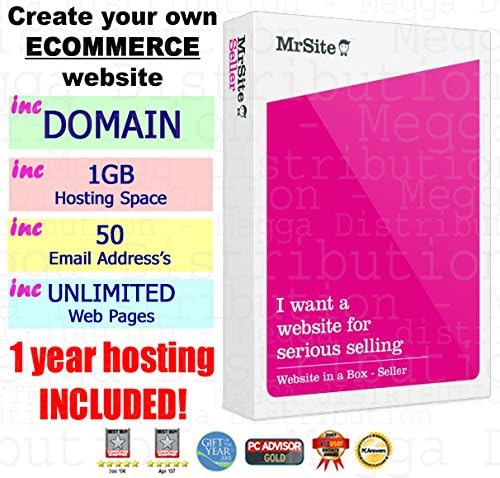 Mr Site SELLER "Website in a box" Easy-to-Use ECOMMERCE Website Creation Designer Software WITH 1 YEAR FREE HOSTING! (includes: dot.com Domain, 50 email address, 1GB space, Unlimited web pages, SEO tools, Sales management tools + much more!)