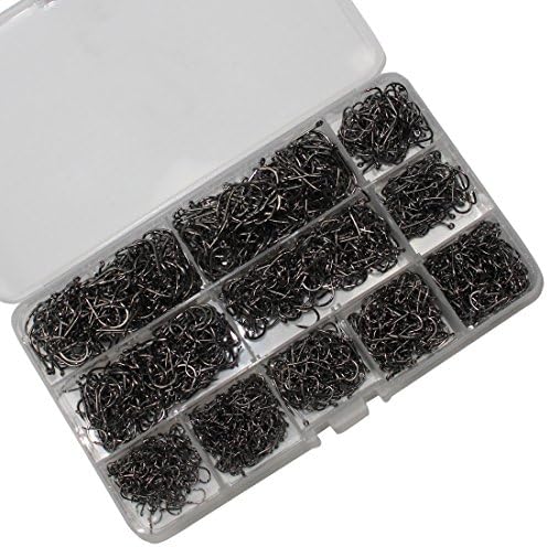 Thekuai Fishing Hooks High Carbon Steel different color /Size Saltwater Freshwater Fishing Hooks (1600 PCS Fishing Hooks)