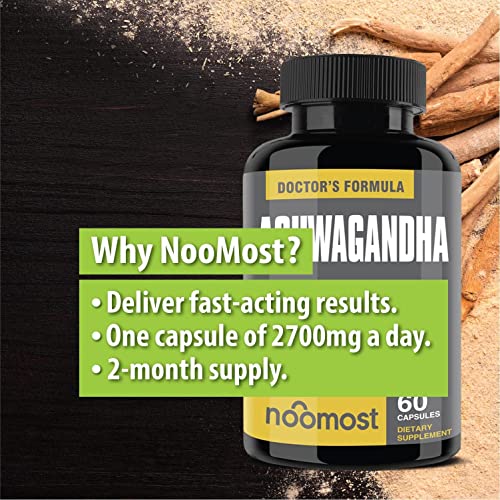 Organic Ashwagandha Capsules 2700mg Pure Ashwaganda w/ Black Pepper Promote Anti Stress Relief, Natural Mood Support & Focus Support as Natural Energy Supplements for Women & Men - 2 Months Supply